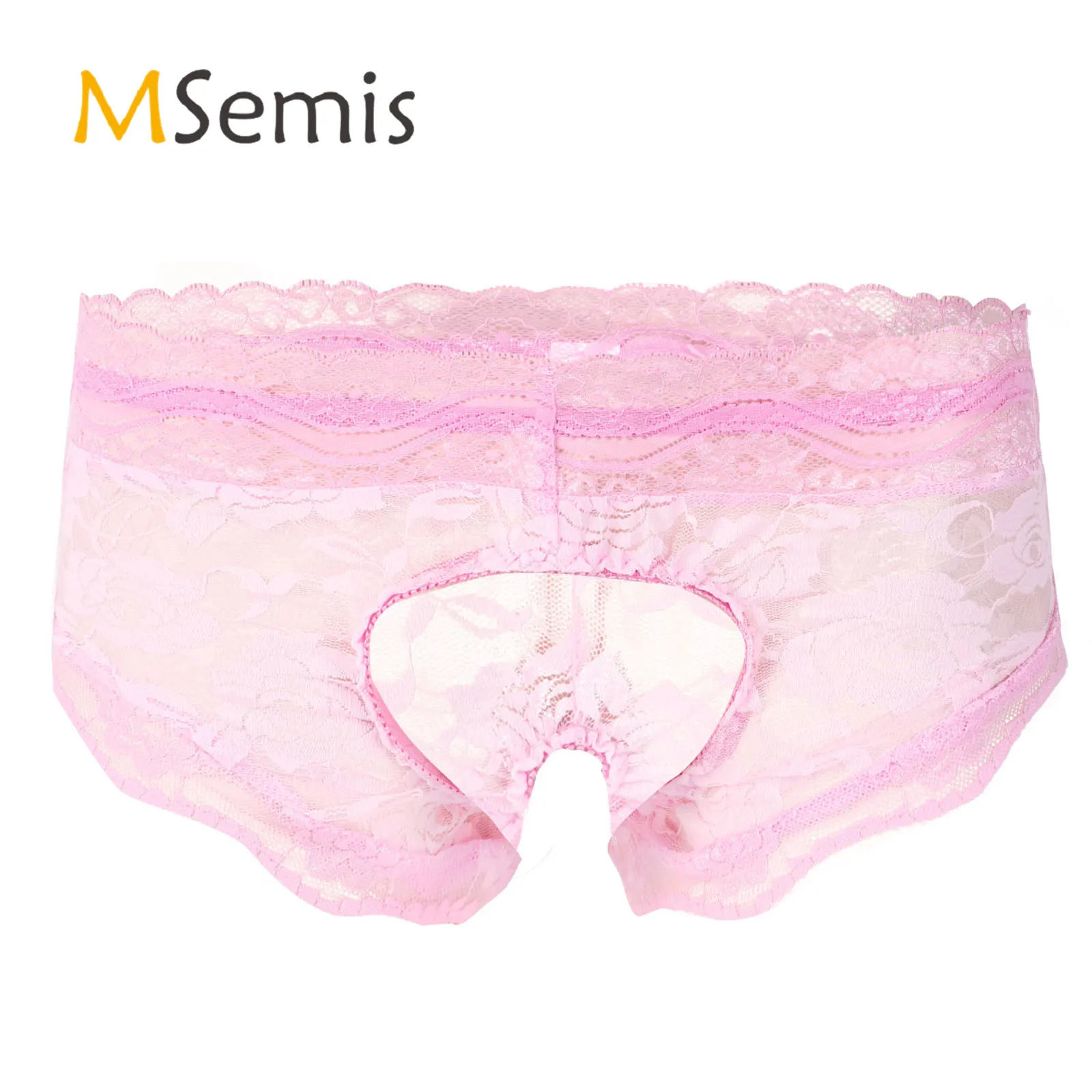 

Mens Exotic Lingerie Panties See-through Lace Crotchless Briefs Boxer Shorts Open Crotch Sexy Gay Sissy Underwear Underpants
