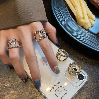 

Vintage Luxury Niche Ring For Women Opening Adjustable Ring Europe And America Cold Style 925 Sterling Silver Jewelry 2021