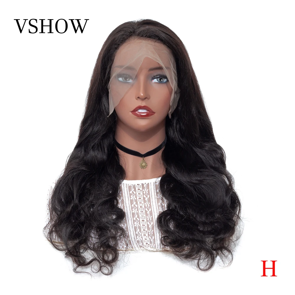 VSHOW 13x4 парики из натуральных волос на кружеве 150 плотность бразильские волосы Remy объемные волнистые кружевные передние парики предварительно выщипанные с детскими волосами