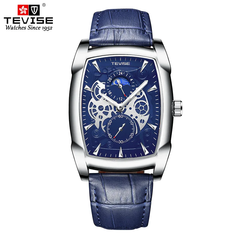 

Swiss Tevise Genuine Watch Versatile Square Fashion Casual Hollow Waterproof Brand Men's Watch