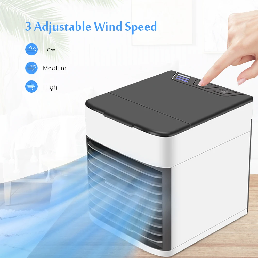 

Mini Portable Air Conditioner USB Personal Space Air Cooler Portable 7 Color LED Air Cooler room LCD Digital Display Desktop Fan