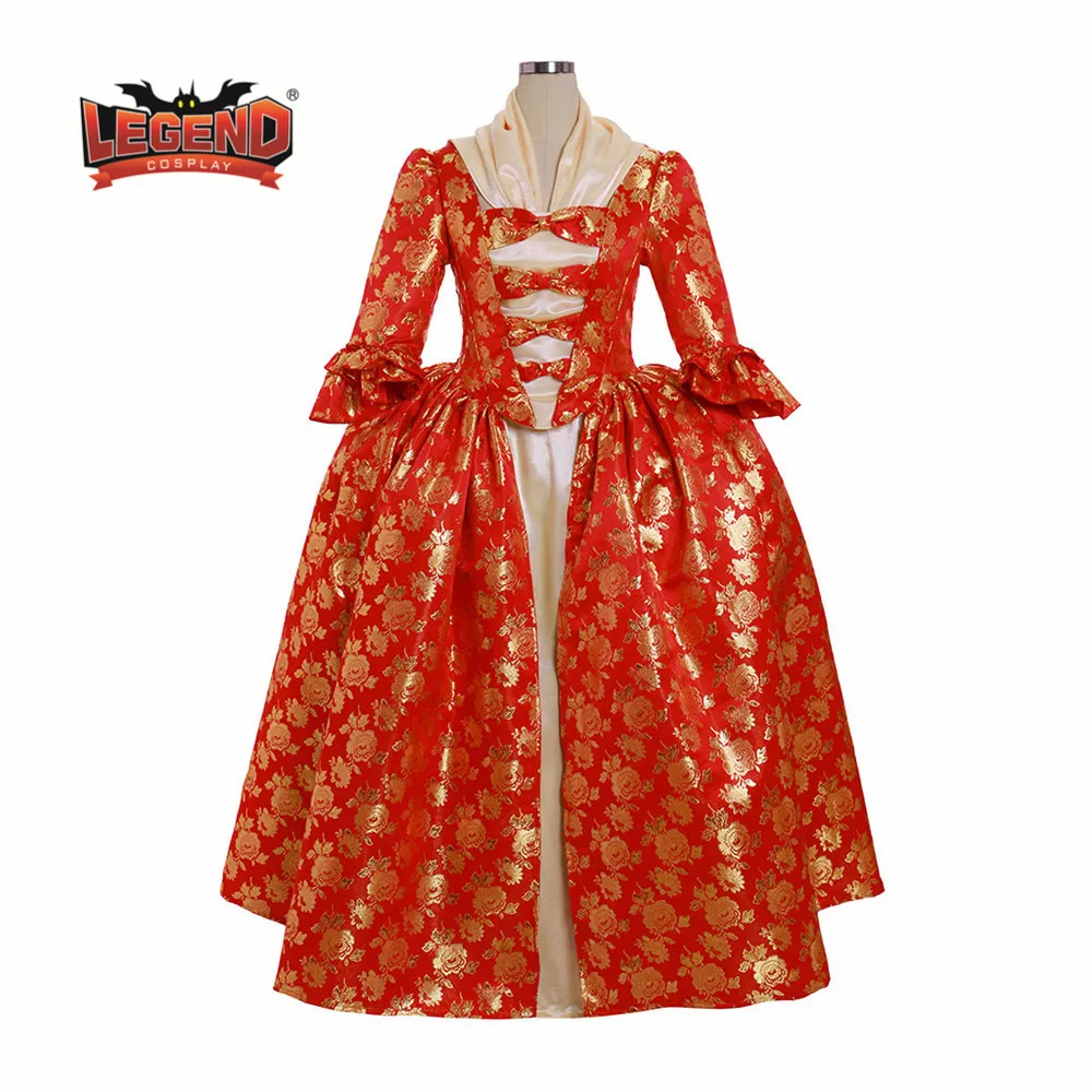 Marie Antoinette Gown Dress Rococo 18th Century red floral gown dress rococo french for lady | Тематическая одежда и
