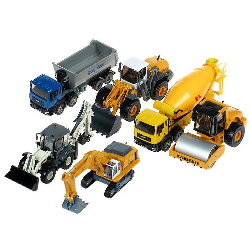 

Alloy Engineering Vehicle Model Excavator Bulldozer Road Roller Dump Mixer 6 Set Combination Boy gift