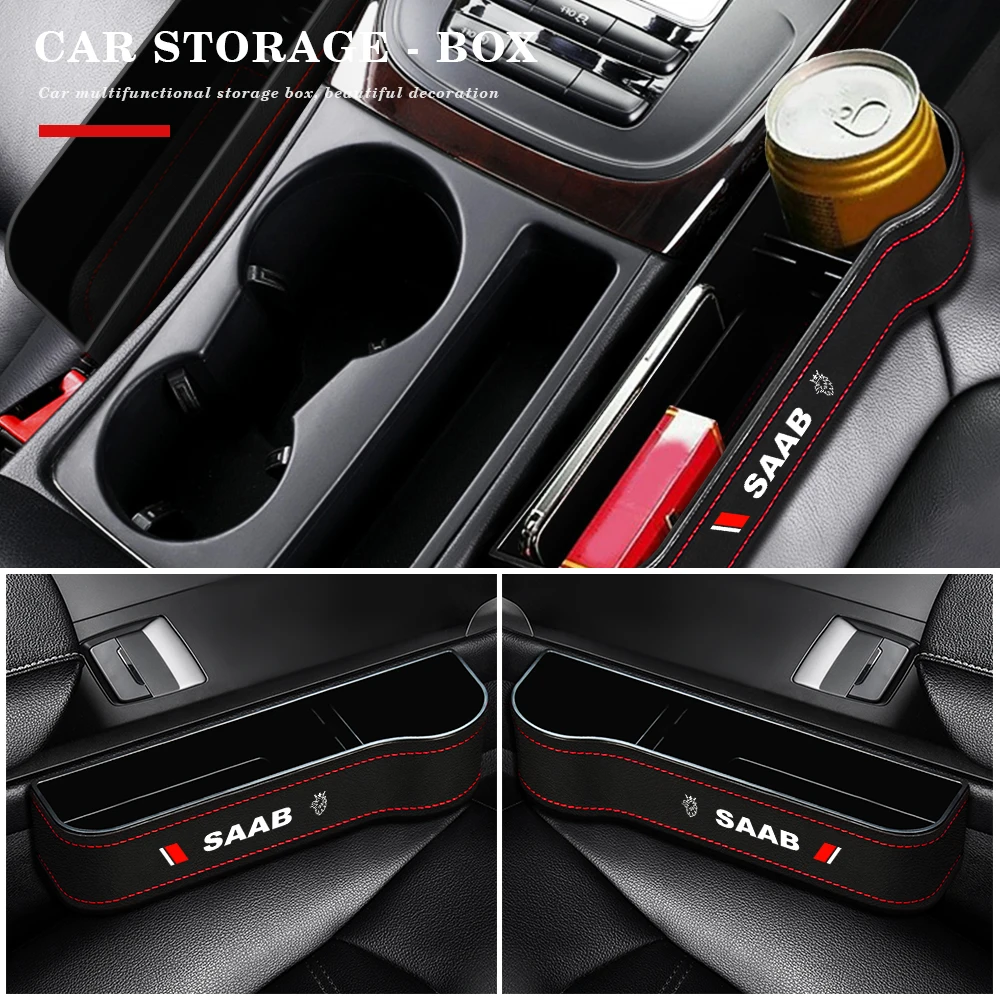 

PU Leather Car Storage Organizer Universal High Capacity Car Crevice Storage Box For SAAB 9-3 9-5 93 9000 900 9-7 600 99 9-X