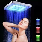 8-дюймовая круглая квадратная насадка для душа из нержавеющей стали, насадка для душа с дождевой насадкой для ванны, автоматически меняет цвет, тропический душ для ванной комнаты