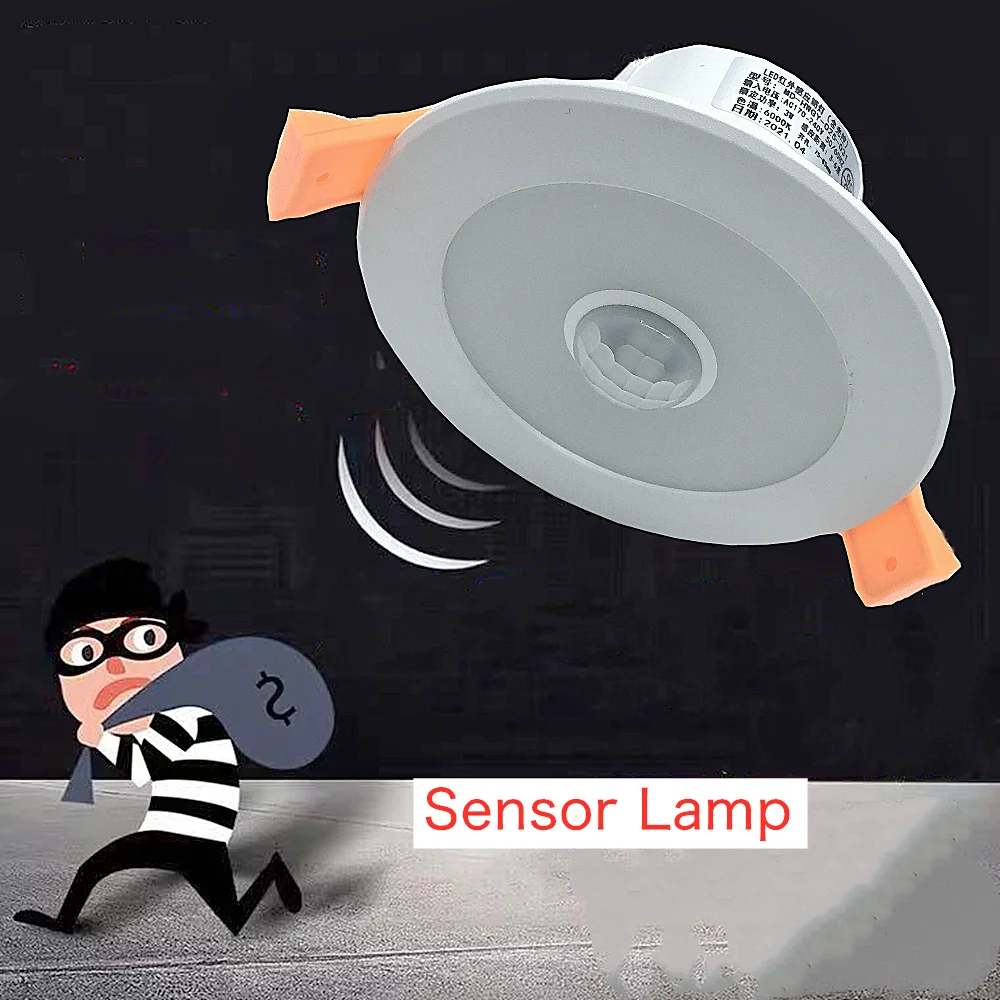 

PIR Sensor Motion LED Downlight Recessed Ceiling Spot Lamp Smart Home Night Light For Entrance Corridor Hallway Stair AC220V