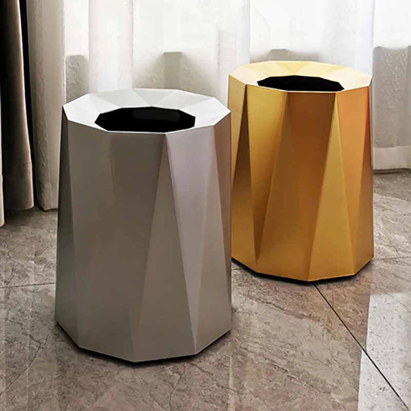 

8/12L Golden Garbage Bin Built-in Kitchen Trash Can Storage Bucket For Household Bathroom Office Wine Creative Waste Bins