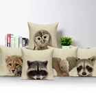 Наволочка для диванной подушки с изображением слона, оленя, совы