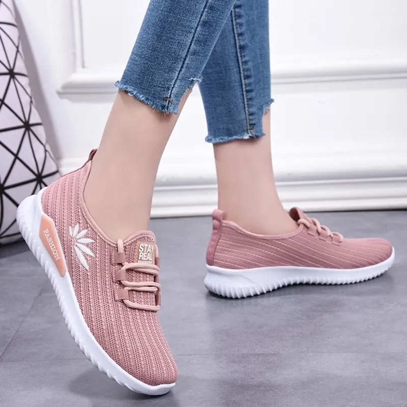 

Spring Vulcanized Women Shoes Casual Sneakers Light Breathable Female Fashion Lace Up Woman Flats Summer Running Walking Shoes