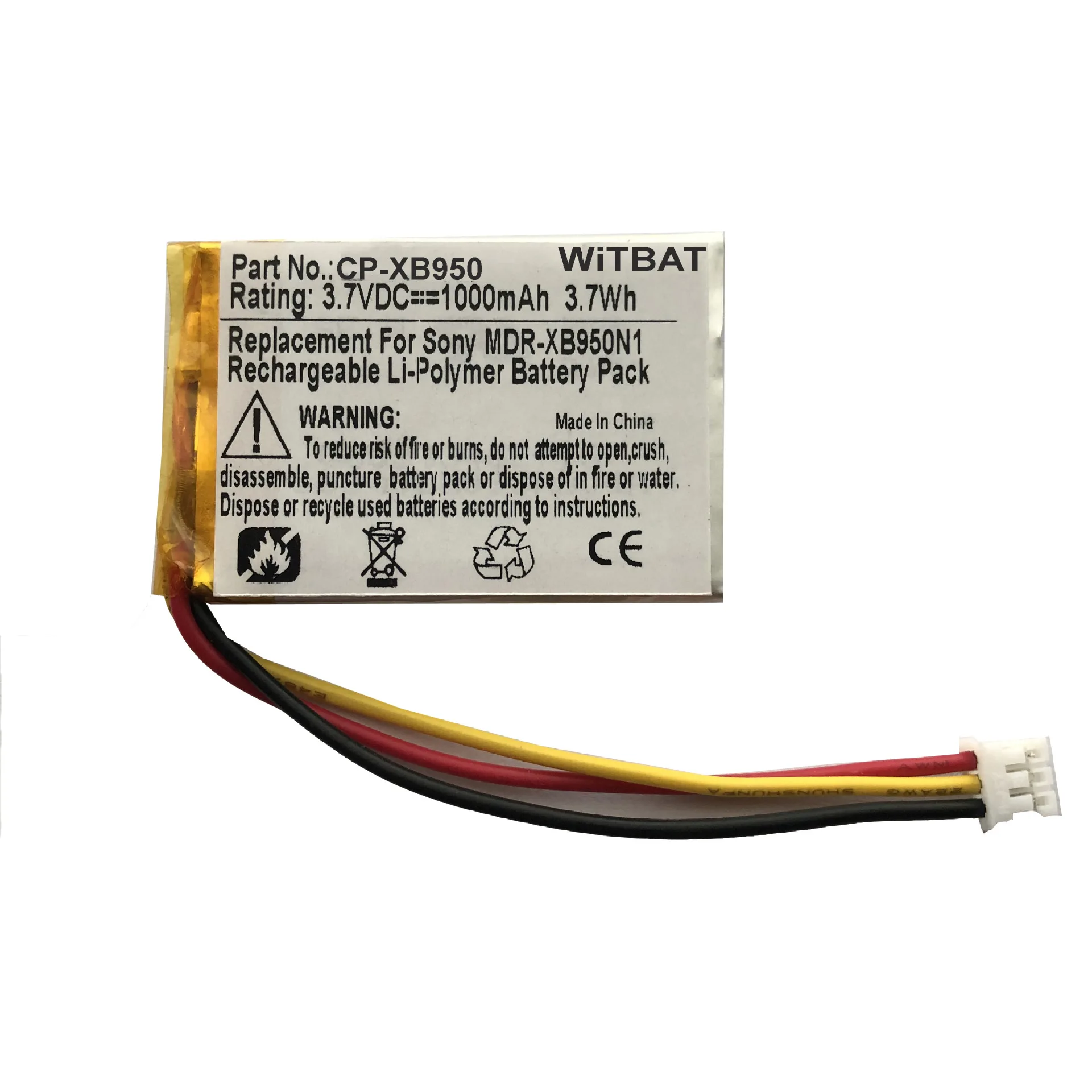 

1000mAh Battery for Sony MDR-XB950N1,SRS-WS1,US633446E, LIS1553(SY6)
