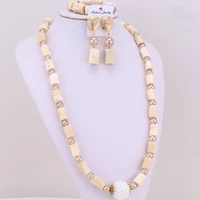 dudo white african jewelry set original coral beads necklace earrings bracelet bridal jewellery for nigerian