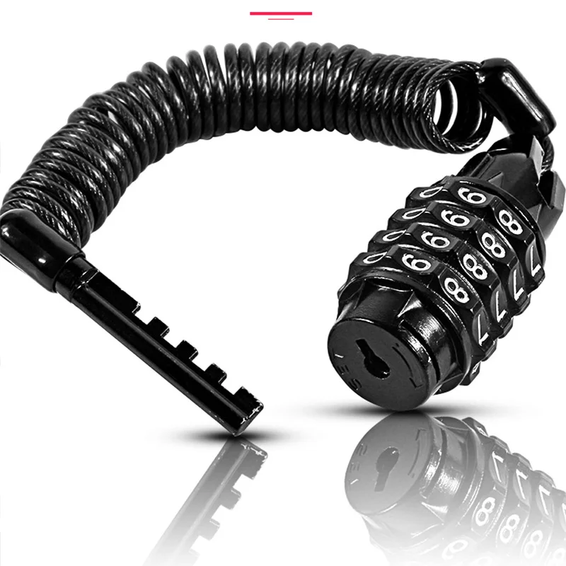 

Mini Portable Spring Anti-theft Bicycle Code Lock 4 Digits Combination Password Bike Lock Spring Disc Cable Wire Security Lock
