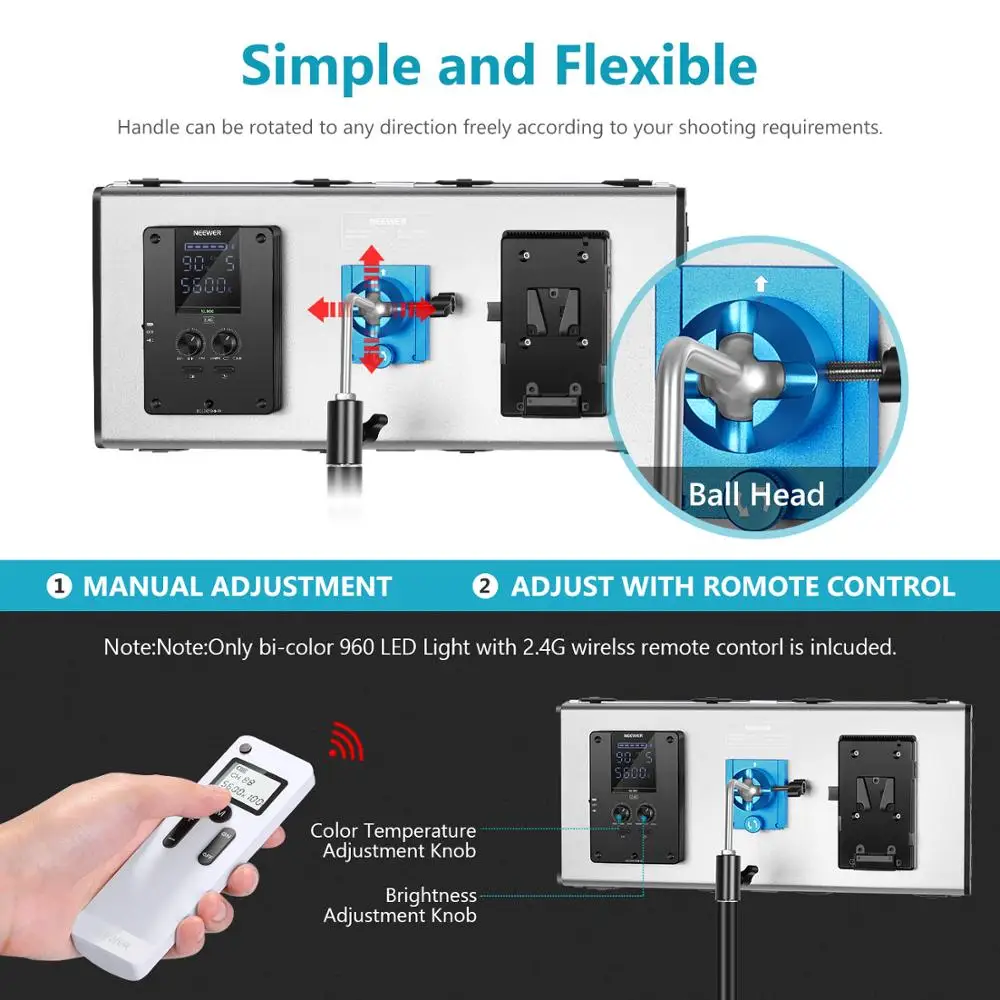 Новейший светодиодный светильник Neewer 2 4 ГГц 960 с барной дверью двухцветная