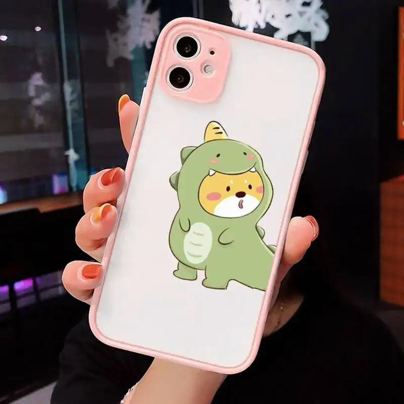 

Dinosaur cartoon cute funny Phone Cases Matte Transparent for iPhone 7 8 11 12 s mini pro X XS XR MAX Plus cover funda