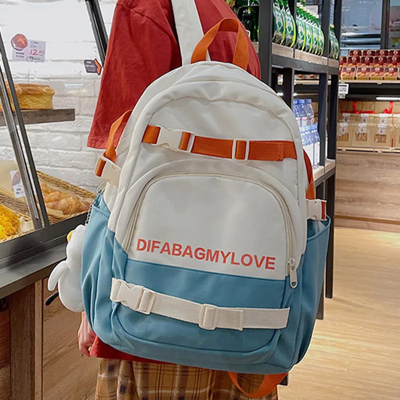 

Face Color contrast Teenage Girl College Schoolbag Fashion Female Rucksack Cute Women Student Book Bag Korean Version Backpack