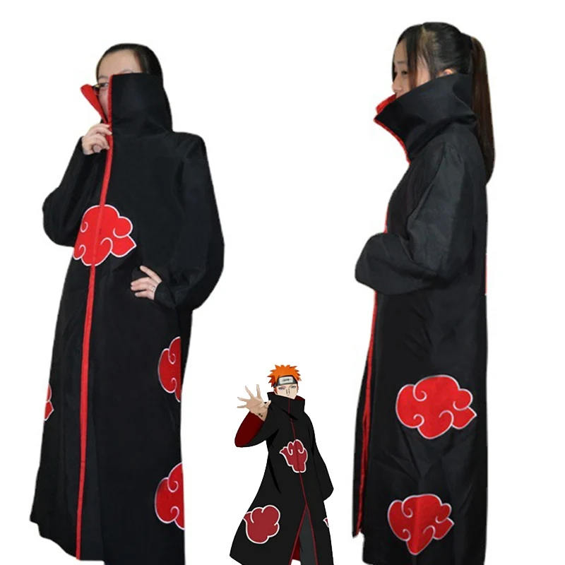 Аниме Uchiha ниндзя красное облако плащ повязка на голову кольцо Хэллоуин Косплей