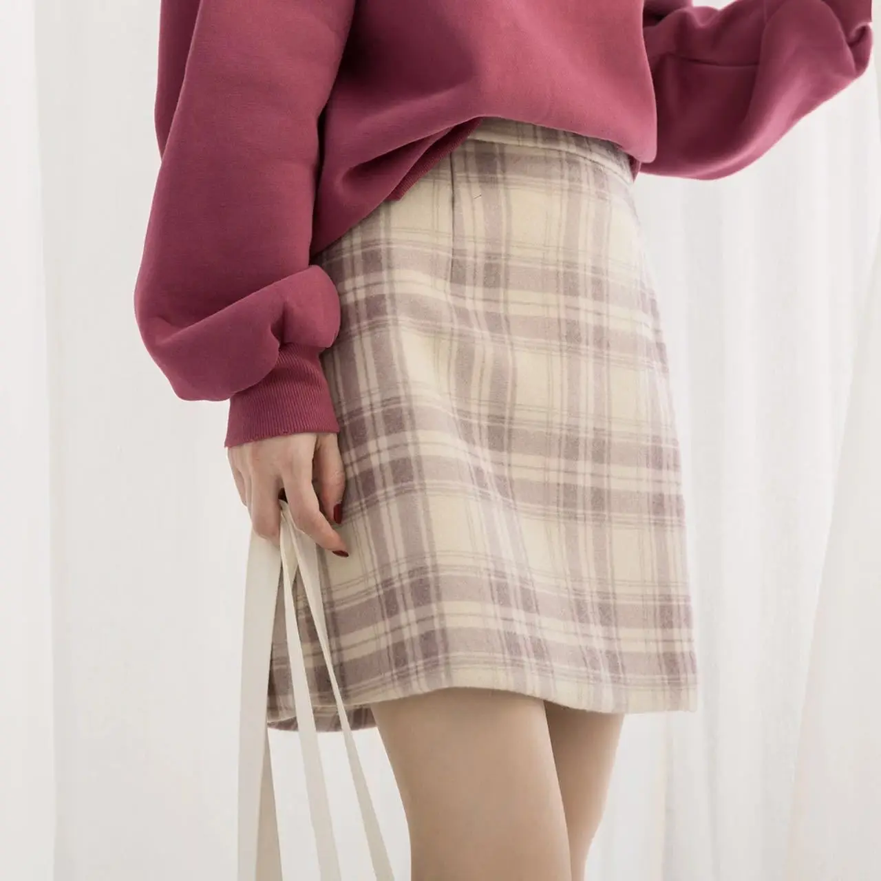 

Plaid Women Autumn and Winter High Waist A- line Skirt Woman Skirts Faldas Jupe