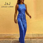 Комбинезон Jocoo Jolee женский блестящий, элегантный пикантный Ромпер без рукавов, с блестками, с открытой спиной, бандажный, с широкими штанинами
