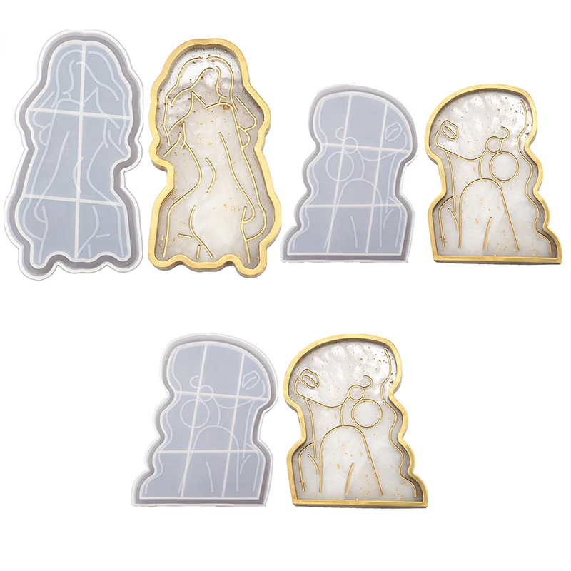 

Tray DIY Epoxy Crystal Resin Silicone Mold Girl Model Body Abstract Plate