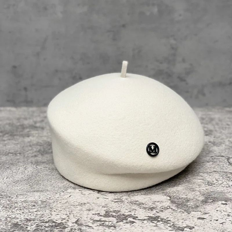 

Белый берет для детей, темпераментный сезон осени, шерсть Новая французская взрослая британская шапка художника, восстанавливающая древни...