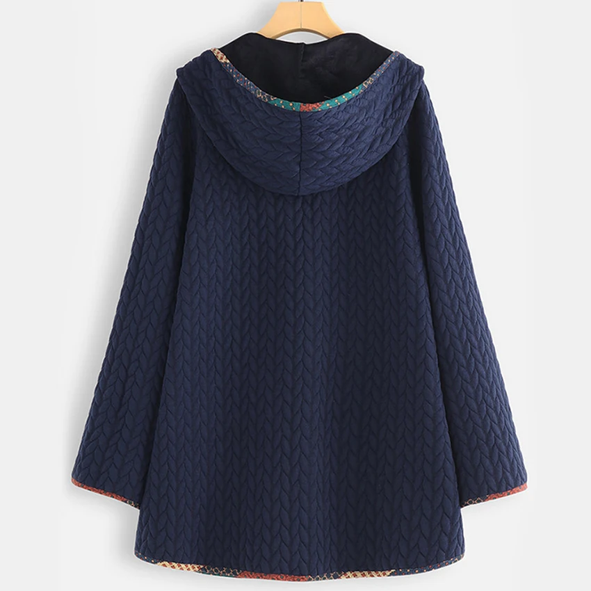 Женская винтажная куртка с капюшоном осенне зимнее теплое пальто на пуговицах