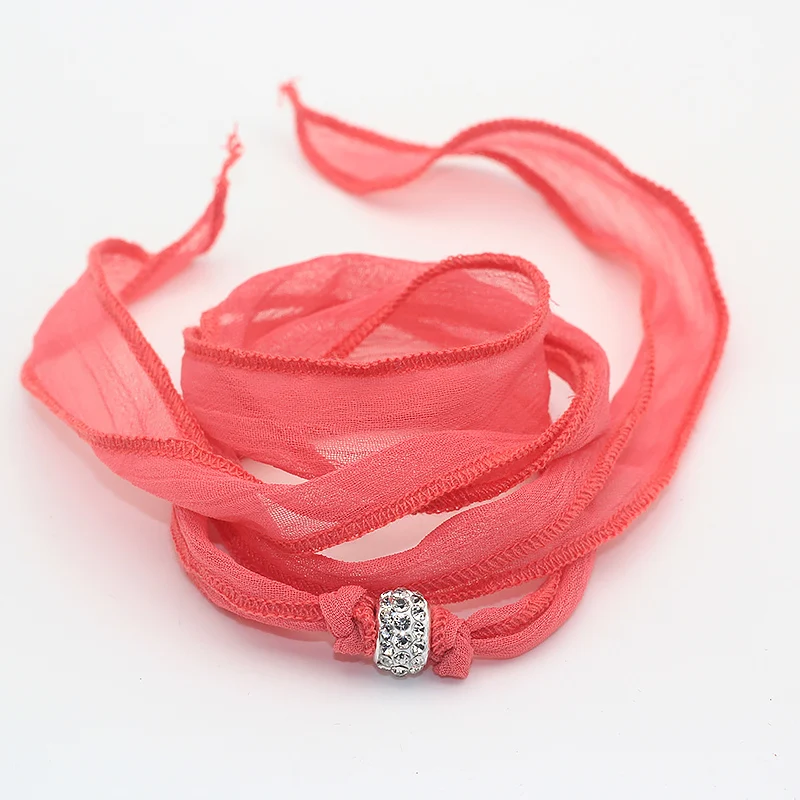 Многофункциональный браслет 2021 10 цветов шелковая лента Sari для йоги с хрустальным