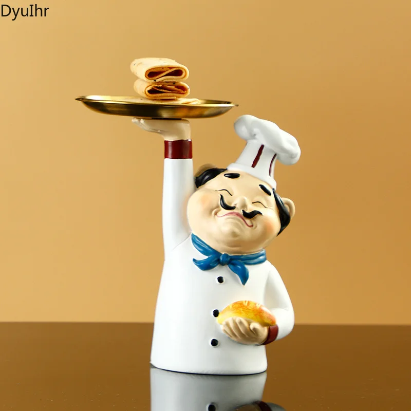 

DyuIhr Simple Creative Chef Storage Tray Resin Crafts Home Living Room Kitchen Desktop Dim Sum Entrance Key Storage Decoration