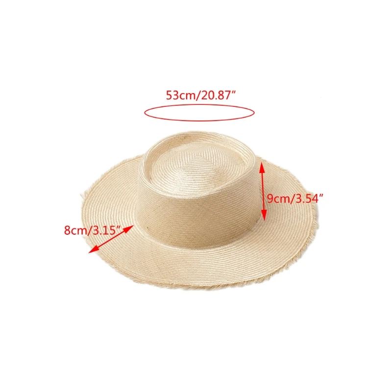 

Sun Hat for Children Outdoor Activities Solid Color Flat Top Straw Hat Kids Raffia Sun Cap Summer Beach Seashore
