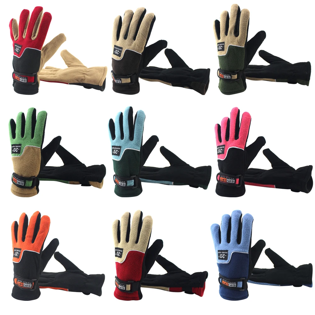 

1 Pair Gloves Winter Men's Warm Fleece Outdoor Cycling Fishing Sports Polar Fleece Mittens Women Full Finger Glove for Outdoor
