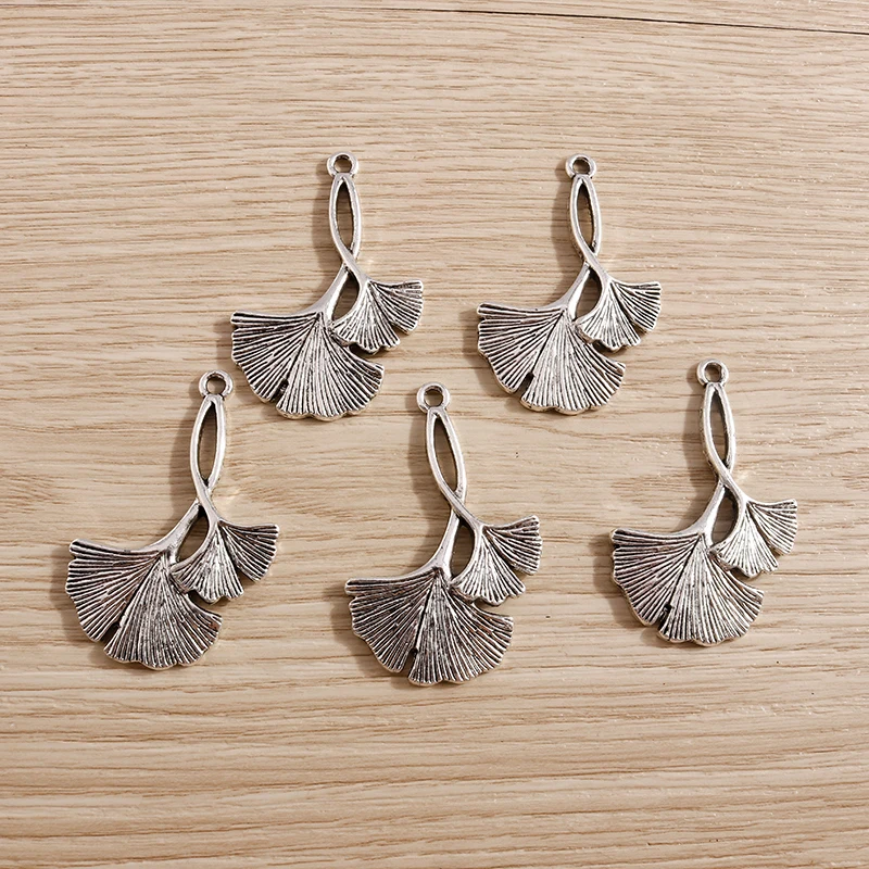 

5pcs 44*29mm Antique Silver Color Tree Leaf Charms for Jewelry Making Vintage Pendants Necklaces Drop Earrings DIY Keychain Gift