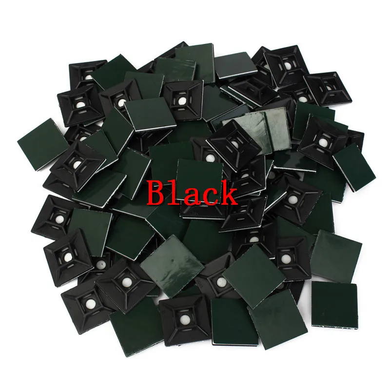 50 шт. самоклеящиеся крепления для кабелей проводов и кабелей|adhesive cable tie mount|black