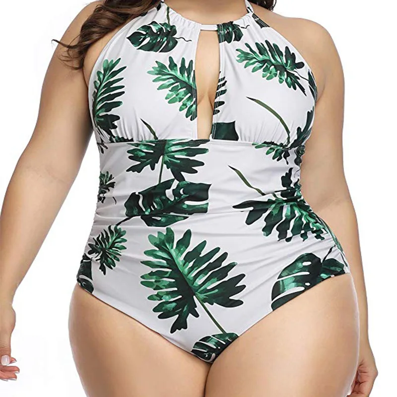 

Women's Plus Size Swimwear One-piece Printed Swimsuit Plain Lace-up Sexy Backless Cover Belly Swimsuit Beachwear Bathing Suit