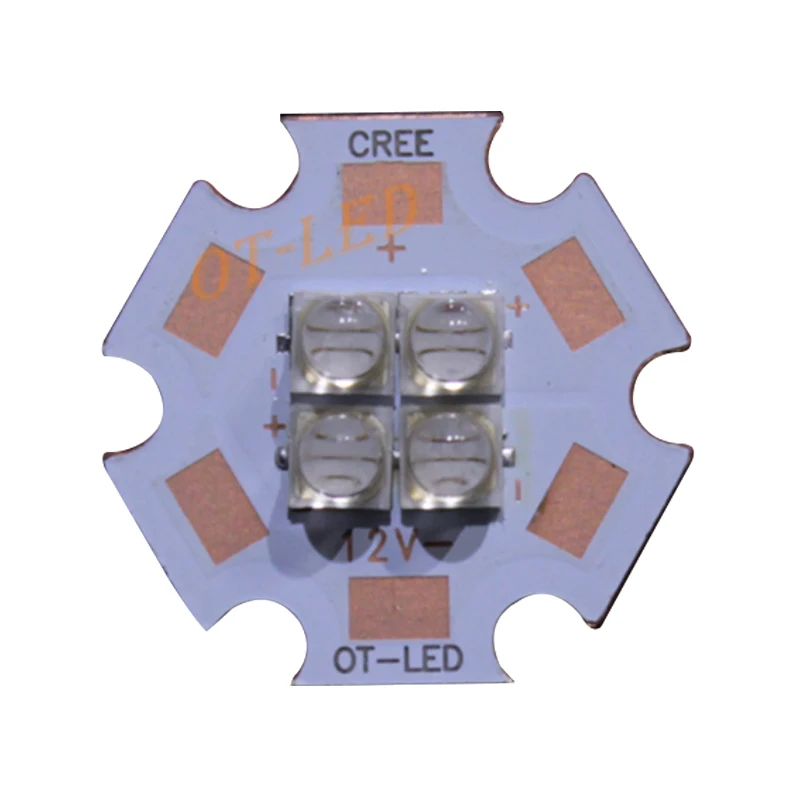 2PCS 10PCS 12W Epiled 3535 Ultra Violet UV 365nm 380nm 395nm 4 chips High Power Led Lamp 7V/14V Light Source On 20MM Copper PCB | Лампы и