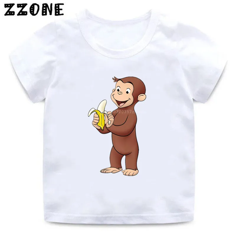 Camiseta con estampado de dibujos animados para niños y niñas, camisetas divertidas con estampado de curiosos George, mono, Tops de verano, 2020