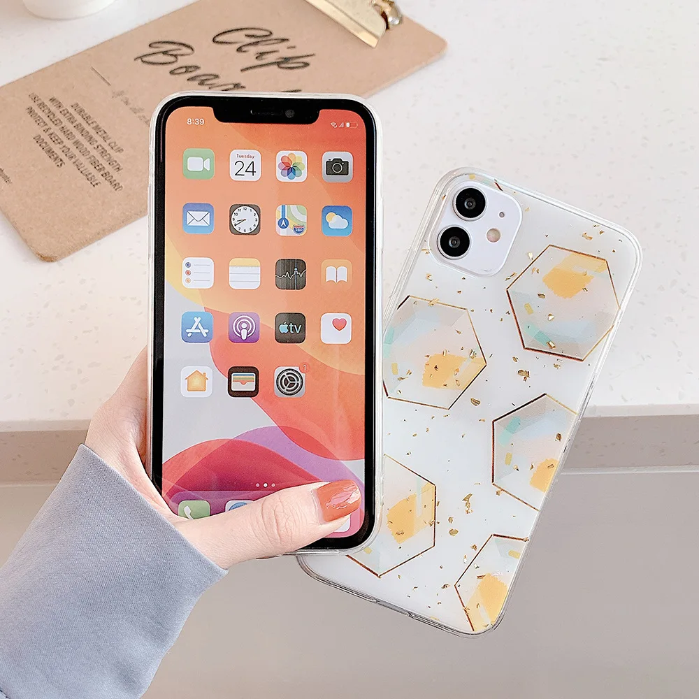 Роскошный чехол для телефона с буквами из золотой фольги iPhone SE 2020 11 Pro Max X XR XS MAX 8 7