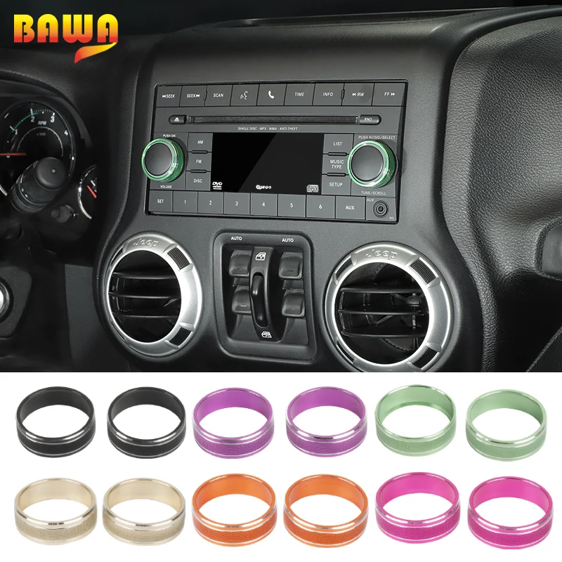 

Кнопка переключения автомобильного CD-плеера BAWA из алюминиевого сплава, декоративная крышка, аксессуары для Jeep Wrangler JK 2007-2017