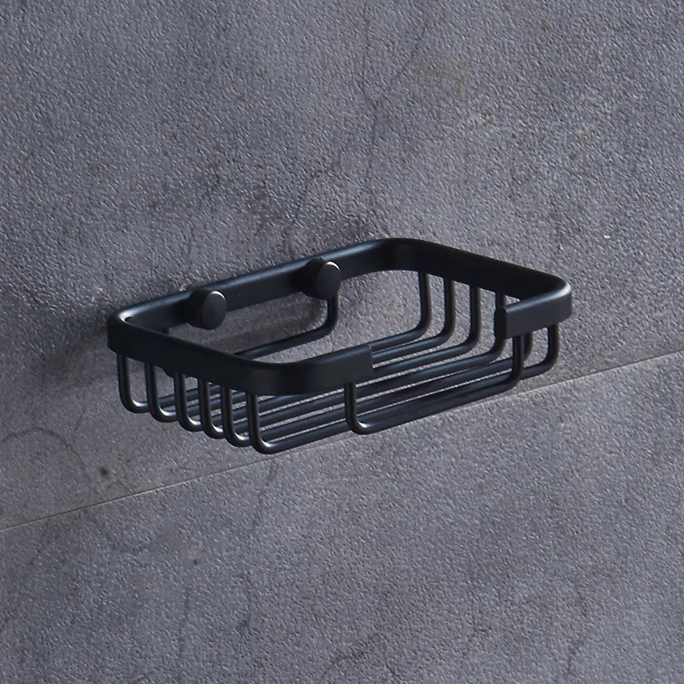 Черный держатель для мыла алюминиевый настенный ванной комнаты и душа