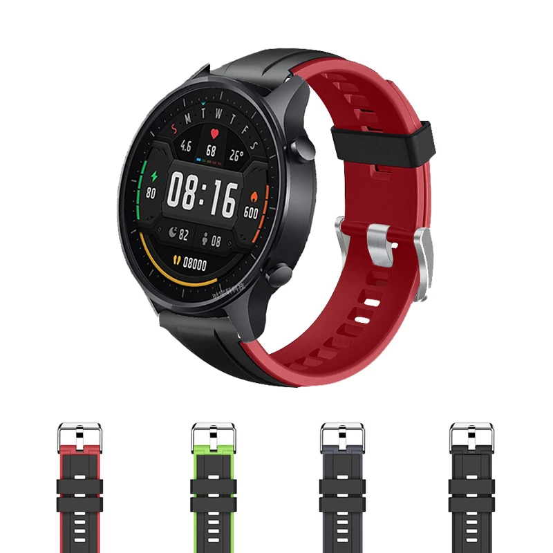 

Силиконовый ремешок для xiaomi mi watch, цветной ремешок, браслет для смарт-часов xiaomi mi, цвет черный, глобальная замена, спортивный