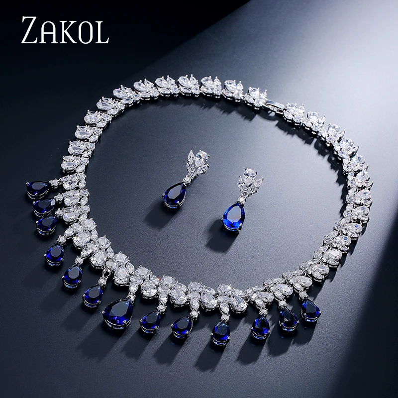 ZAKOL великолепный комплект ювелирных изделий с маркизой и круглым кубическим