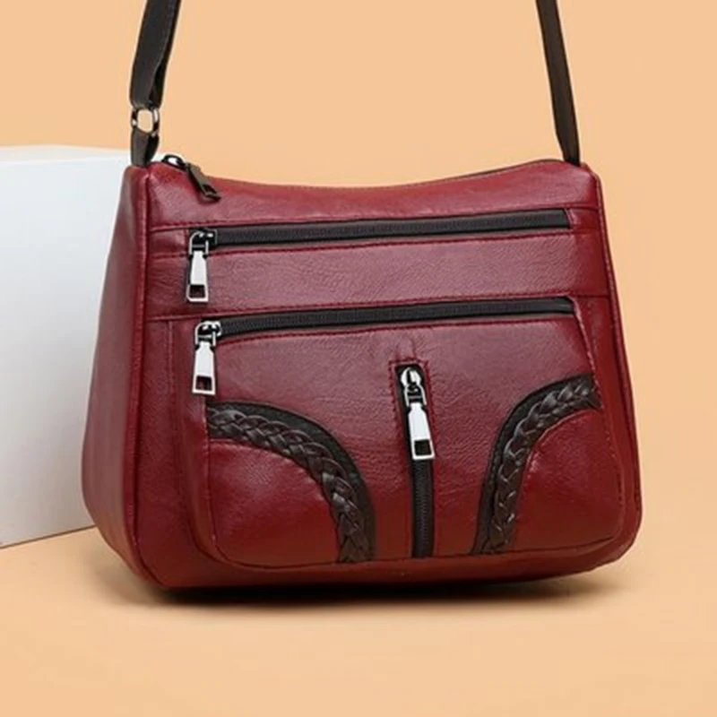 

Mummy Solid Multi-zipper Bags Lady Shoulder Handbags Female Simple Solid Color Summer Simple Totes for Women 2021 Trend
