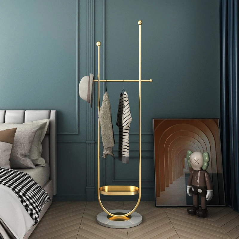 

GY Simple Modern Coat Rack Floor Bedroom Hallway Household Hanging Cloth Rack Light Luxury Iron Marble Clothes Rack