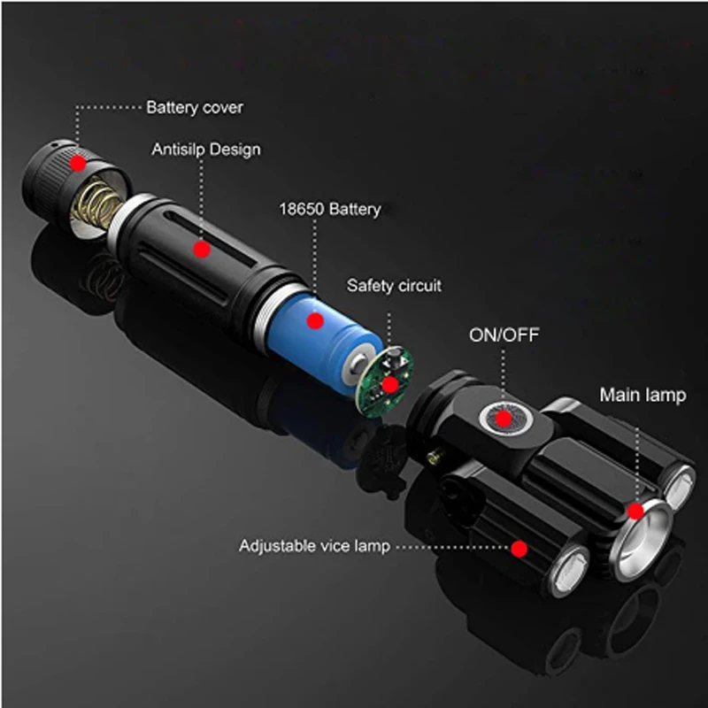 Светильник для велосипеда Bike light 1000 Lumen Flashlight For USB Rechargeable 18650 Battery MTB Bicycle Front Light Waterproof LED Headlight Lantern