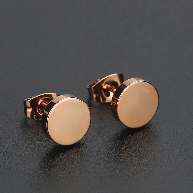 Женские круглые серьги-гвоздики из нержавеющей стали в стиле панк простые