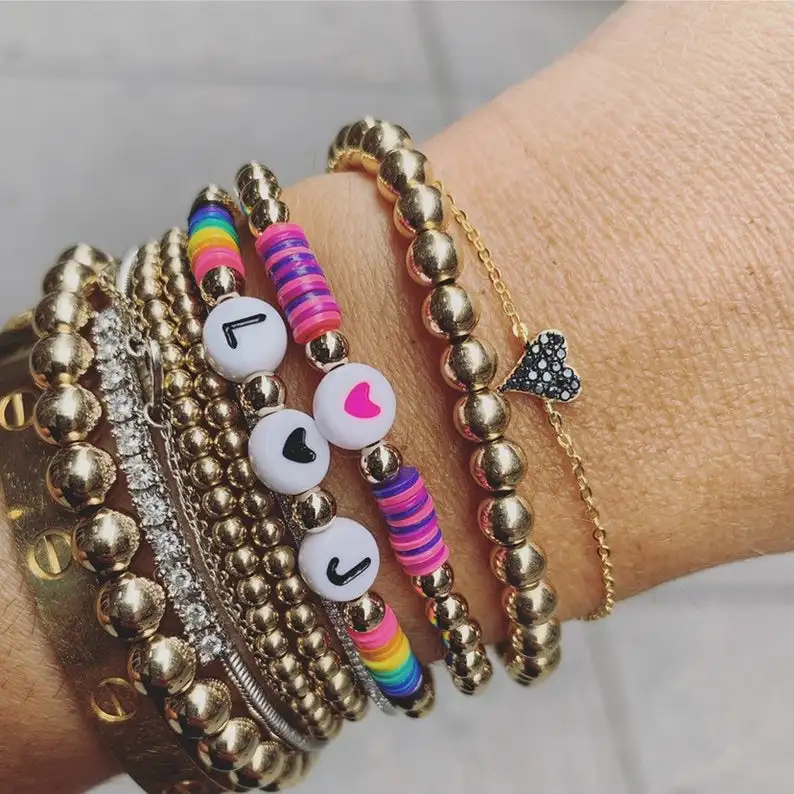 G.YCX виниловые бусины в африканском стиле с именем заказчика радужные эластичные