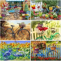 diy 5d diamond painting full roundsquare resin bicycle flowers diamond art embroidery scenery cross stitch mosaic home decor