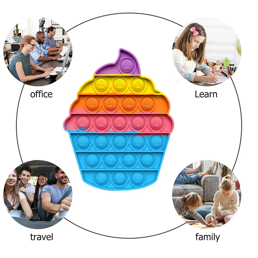 

Cupcake Push Bubbles Sensory Fidget Toys Anti-stress Autism Desktop Puzzles Toys Adult Child Funny Stress Relief Fidget
