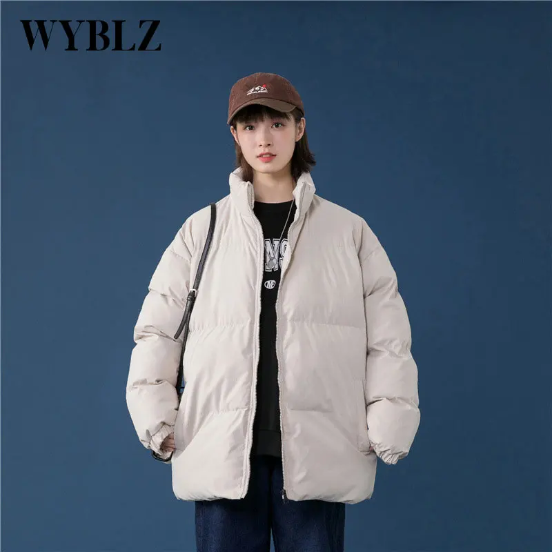 WYBLZ Women Parkas Winter Thicken Warm Jacket Coat Woman Stand Collar Jackets Solid Color Parka Coat Universal Fashion 2021 New