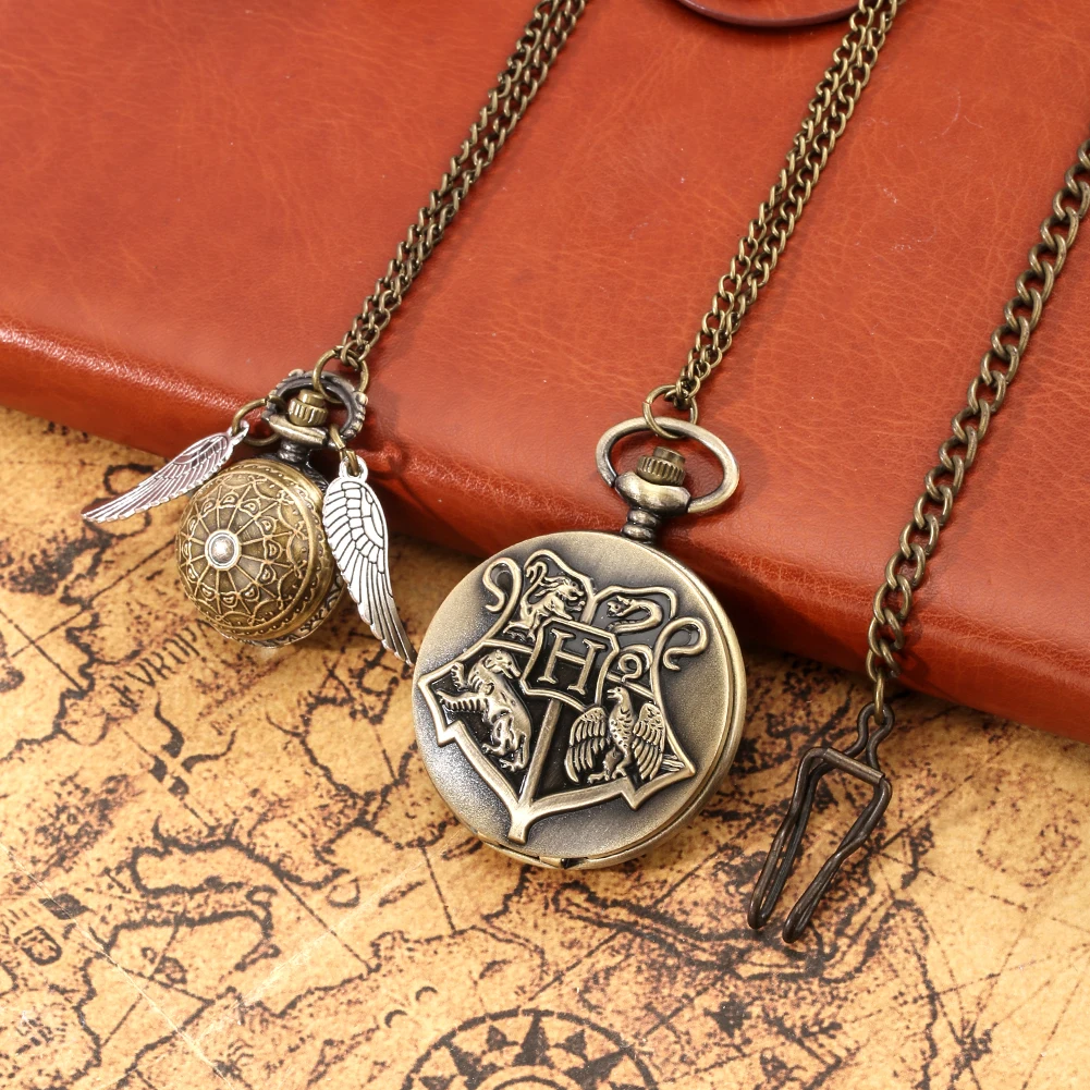 Exquisite Two Quartz Pocket Watch Chain Watches and Necklace 3pcs/Set with Gift Box High Grade Gifts Sets for Friend