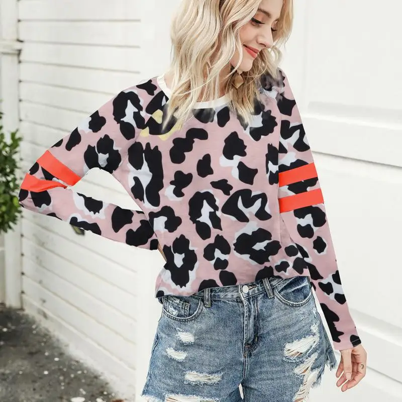 

Print Camouflage Tshirt Women O-neck Leopard Harajuku Tee Shirt Striped Long Sleeve Femme Plus Size 2XL Womens Clothing Y0873A