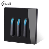coswall 1234 gang 2 way piano key design on off passage wall light switch switched stair switch led indicator glass panel